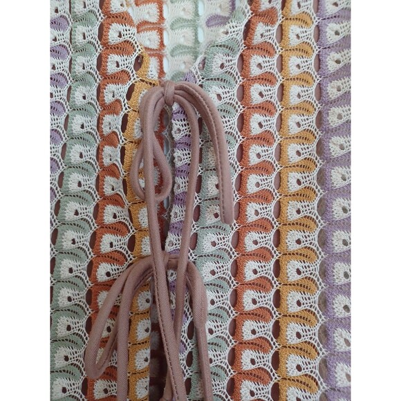 Les Amis crochet tie front top womens L boho hippie 70s indie open weave blouse - Picture 3 of 11